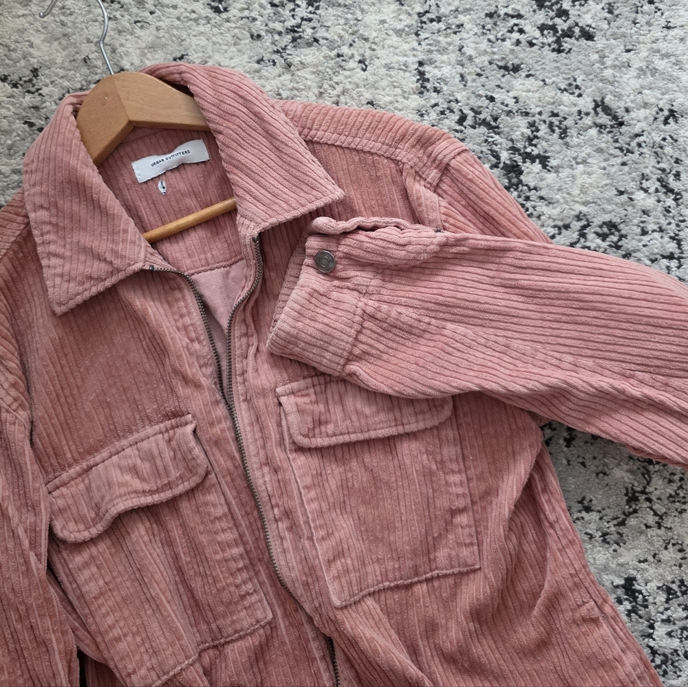 Urban Outfitters Corduroy Zip Jacket Shacket Womens M Pink Boho See Measurements